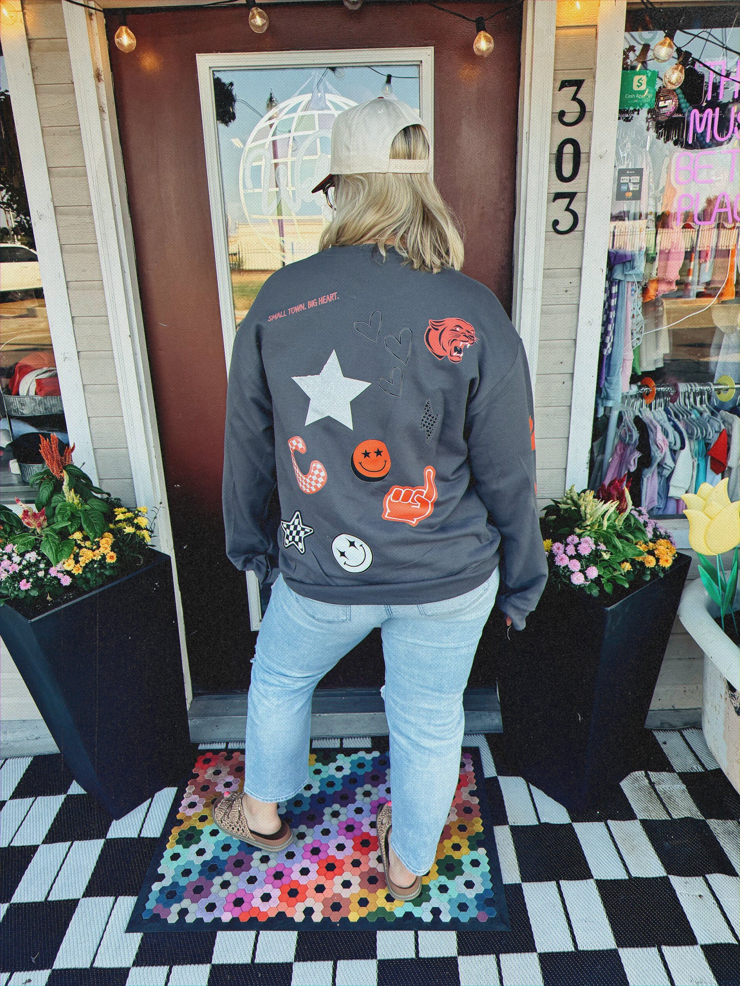 Custom Faux Patched Sweatshirt