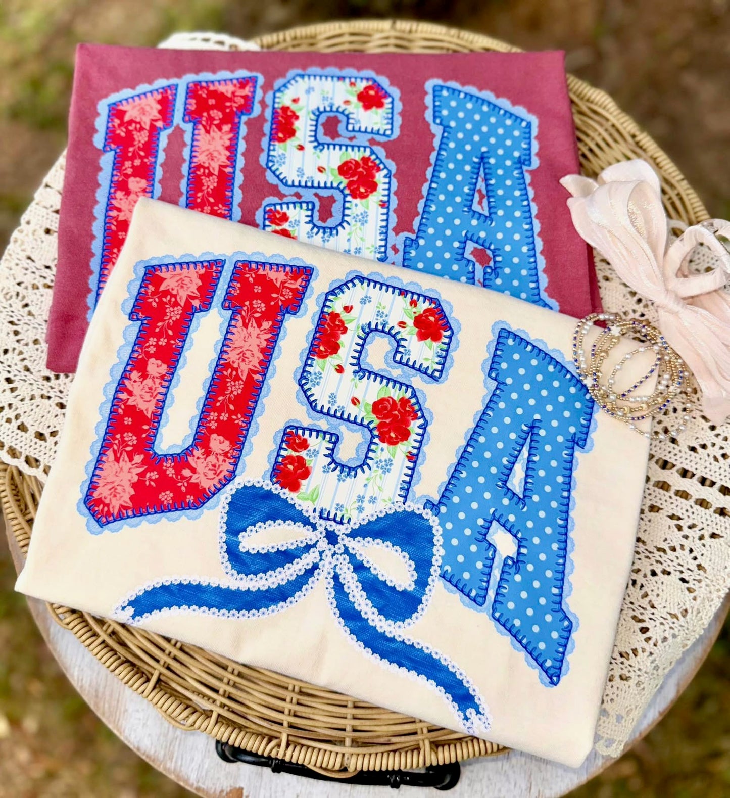 USA patchwork tee (red)