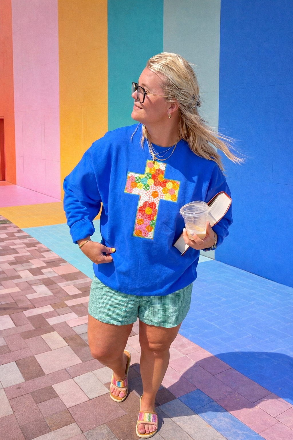 Floral cross sweatshirt