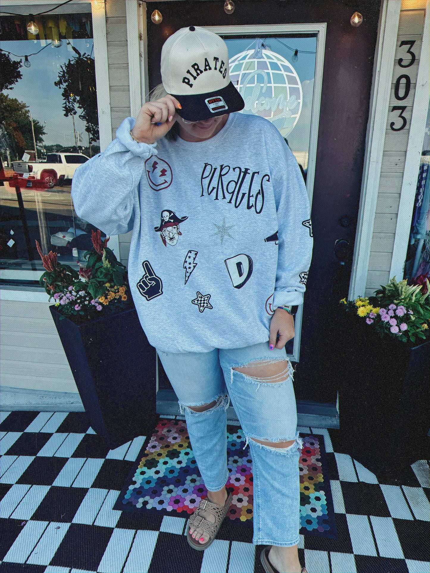 Custom Faux Patched Sweatshirt