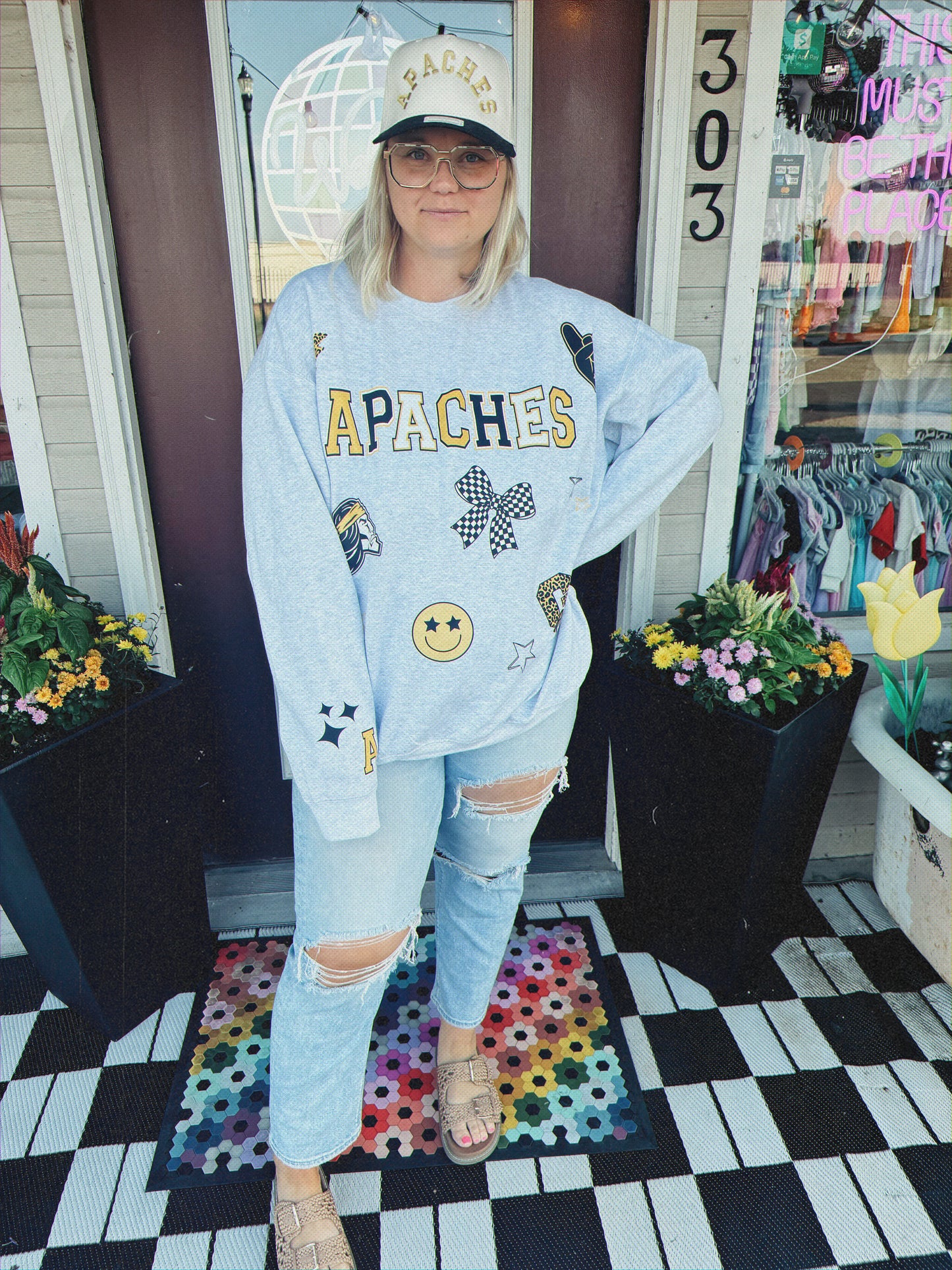 Custom Faux Patched Sweatshirt