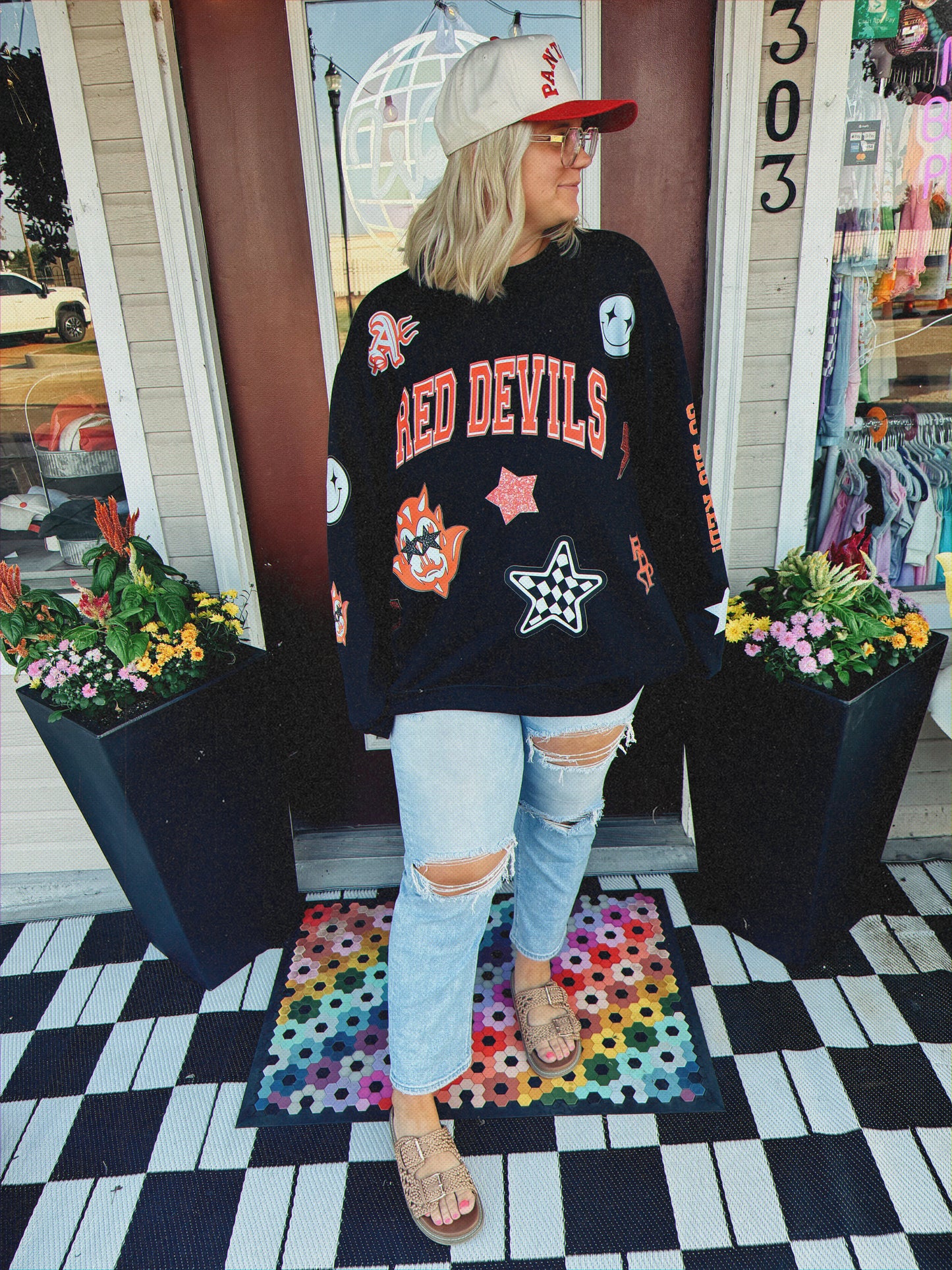 Custom Faux Patched Sweatshirt