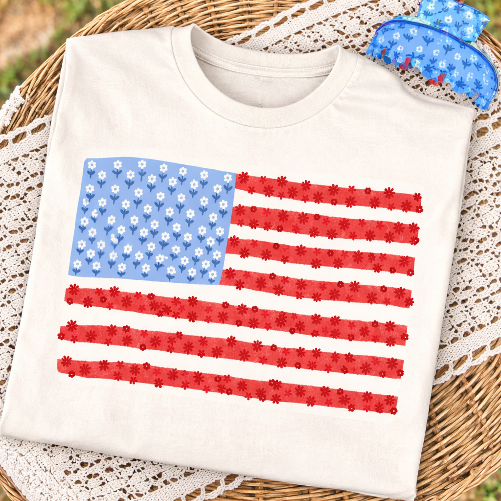 Floral American Flag Tee