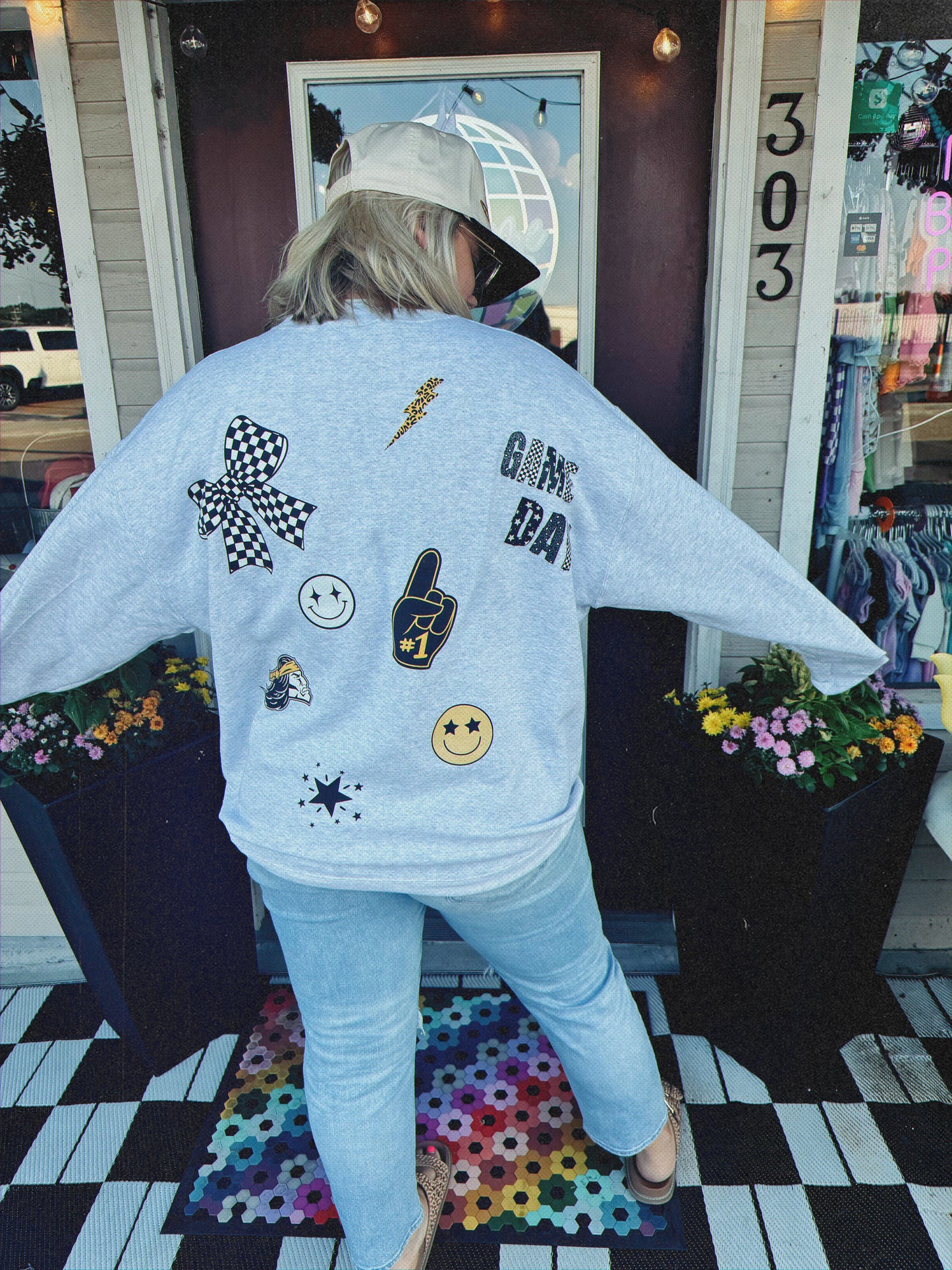 Custom Faux Patched Sweatshirt