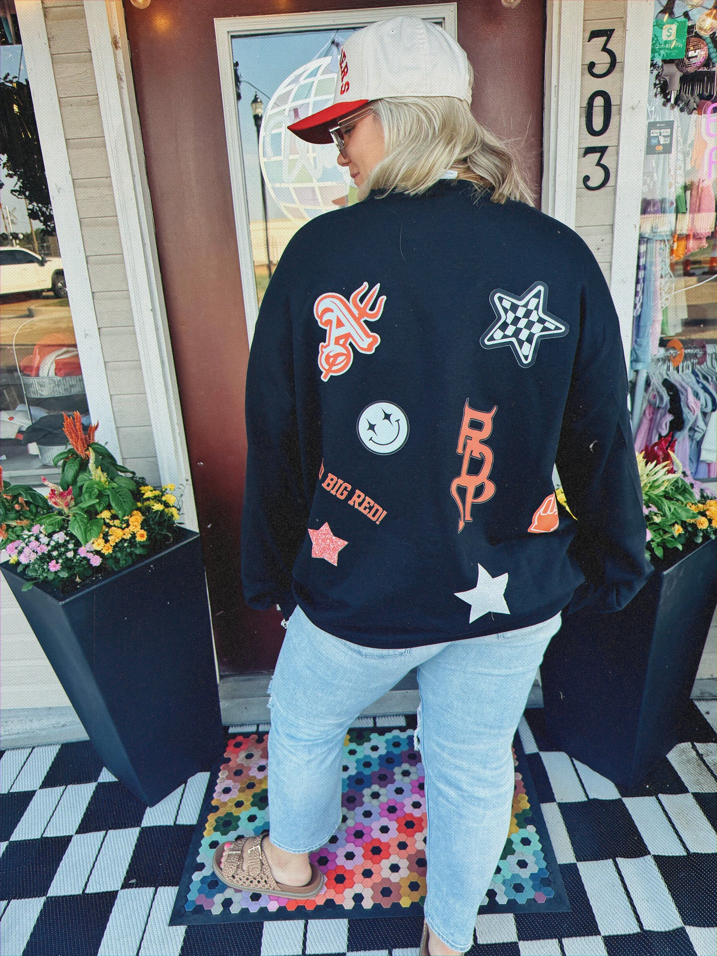 Custom Faux Patched Sweatshirt