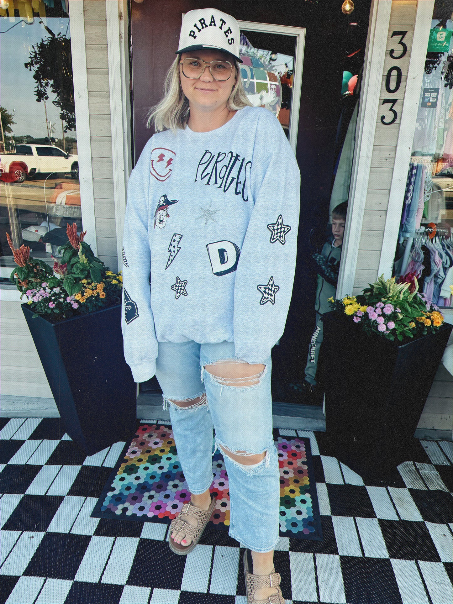 Custom Faux Patched Sweatshirt