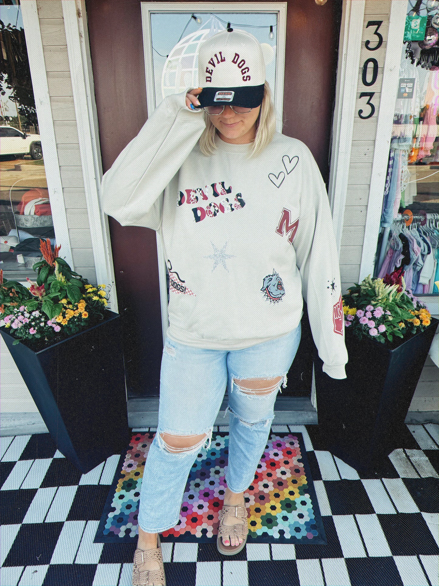 Custom Faux Patched Sweatshirt