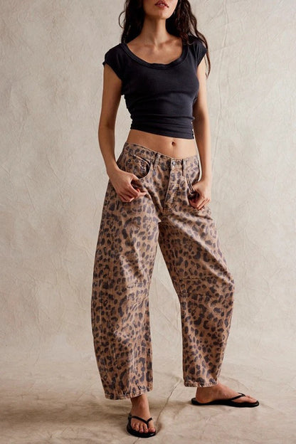 Cheetah Barrel Jeans