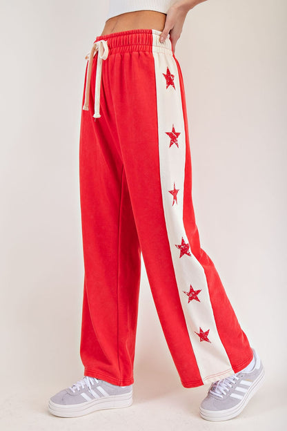 Star Printed Colorblock Sweatpants