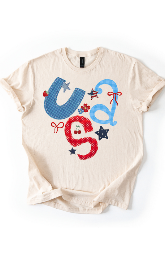 USA quilt lettering