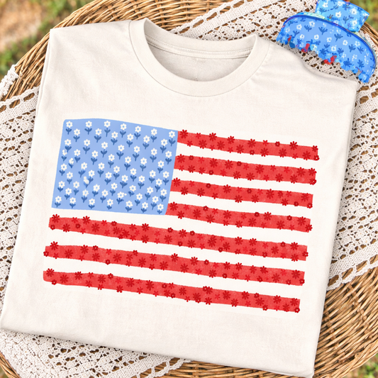 Floral American Flag Tee