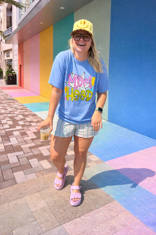 Retro Mom Hood tee (blue)