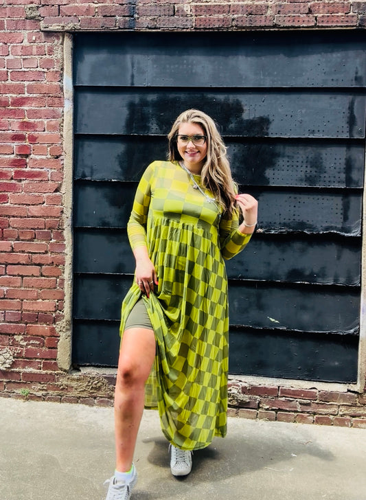 Green Check Dress
