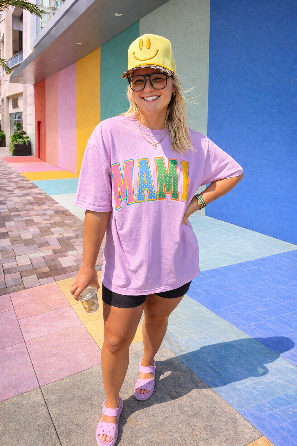 Mama patchwork tee (light purple)