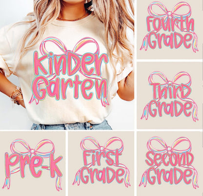 Custom Grade/Name Tee (bow)