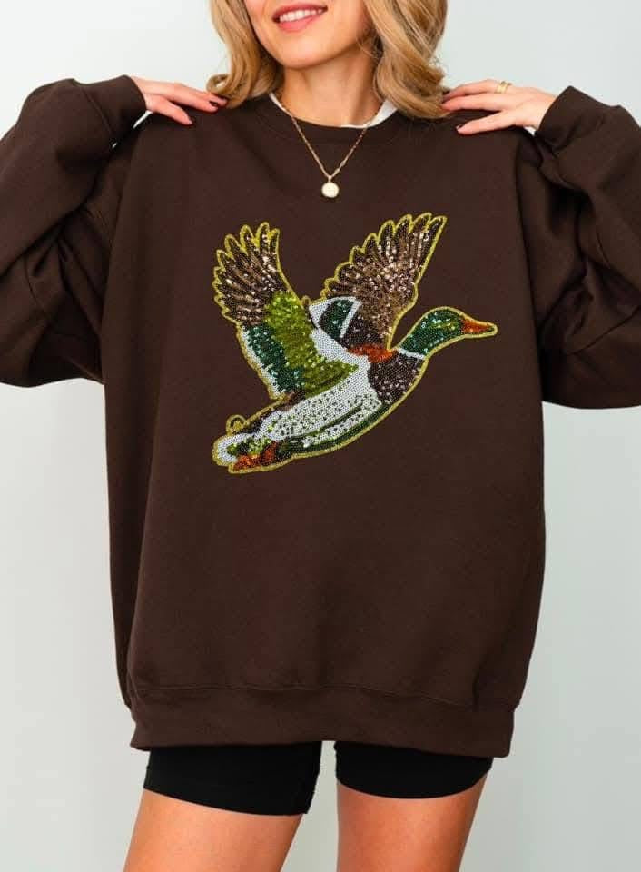 Duck Around Sweatshirt- Brown