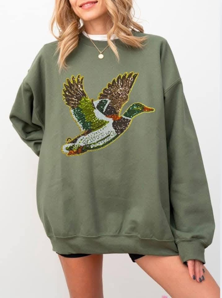 Duck Around Sweatshirt- Army Green